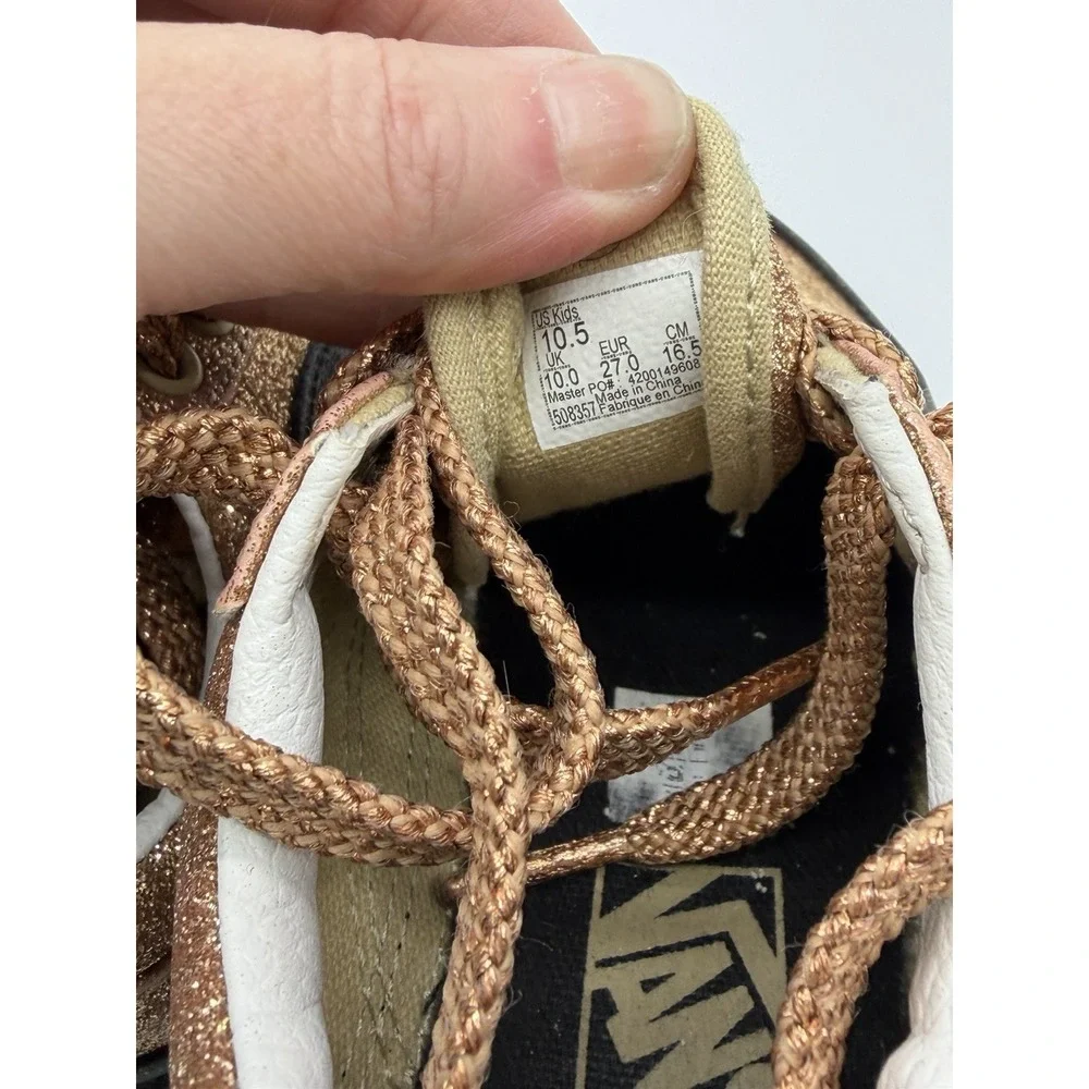 Vans Old Skool Party Glitter Sneakers Gold And Black Kids Size 10.5